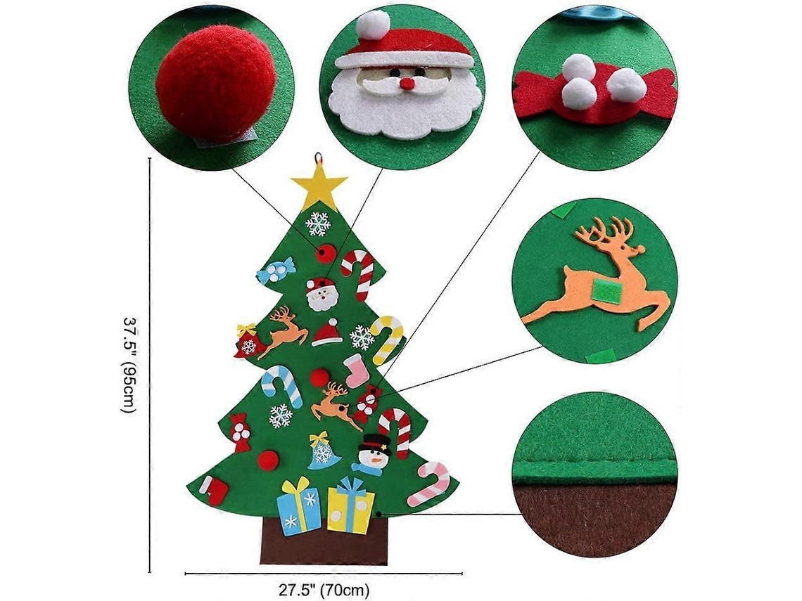 Conjunto De Árvore De Natal De Feltro Aerwo Diy 26 Enfeites Removíveis, Presente De Natal Infantil Para Decoração De Parede. Hengjian