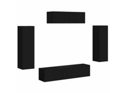 5 Pcs Móvel Para Tv | Gabinete De Tv | Armário De Tv Preto