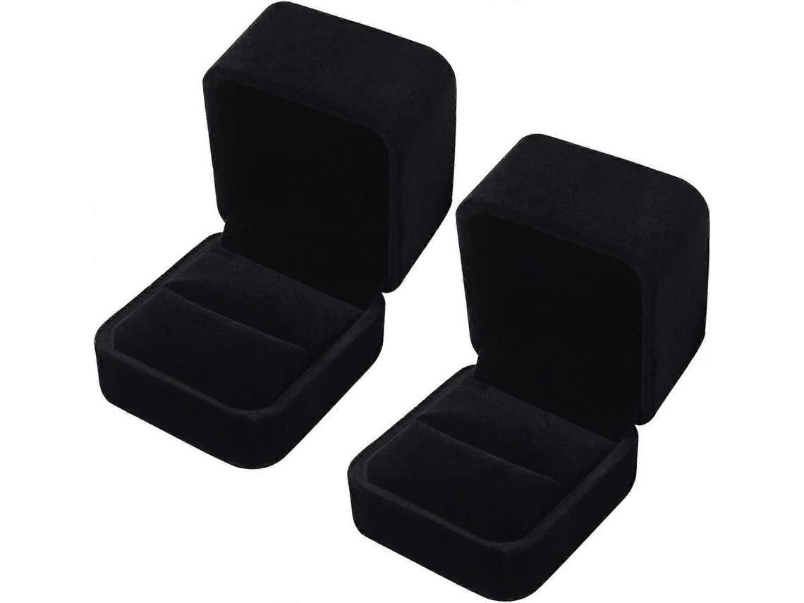 Conjunto De 2 Caixas De Veludo Para Anéis De Noivado, Caixas De Presente Clássicas Para Anéis Individuais. Hengjian