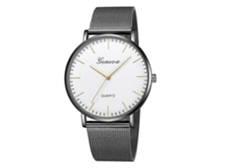 Relógio Geneva Fashion Quartz Para Homens E Mulheres Com Pulseira De Aço Inoxidável Em Malha.