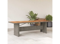 Vidaxl Mesa De Jardim Com Tampo De Madeira De Acácia Vime Pe Cinzento