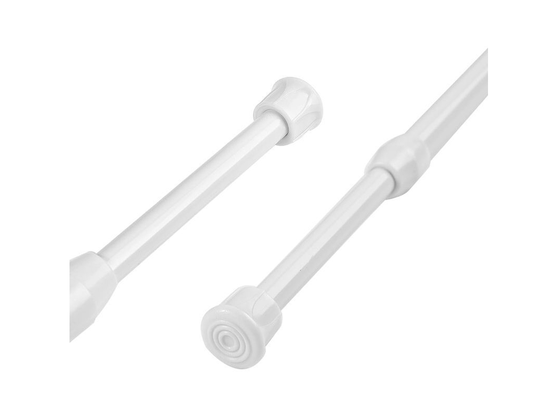 Vara de Cortina Tensão Extensível, Alumínio, 55-90cm, Branca, para Cortinas Leves e Ducha