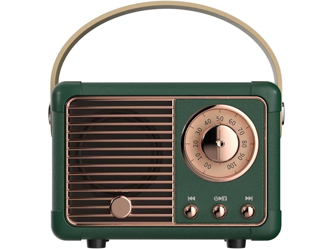Coluna Bluetooth RCDA Retrô Vintage Sem Fio Portáteis Verde