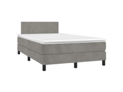 Cama Box Spring Colchão Led 120x190 Cm Couro Artif. Cinza-claro
