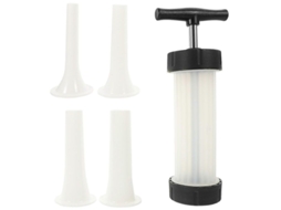 Stuffer De Salsicha Profissional Manual Com 4 Bicos - Material Plástico E Aço Inox, Durável E Fácil De Usar Branco