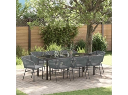 Vidaxl Conjunto de Jantar para Jardim 9 Pcs Cinzeto Aço Revestido a Pó
