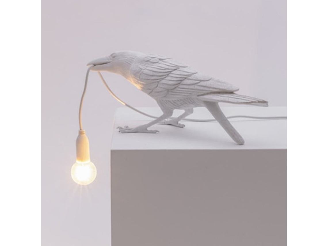 Candeeiro de parede italiano moderno Seletti Bird BRILVIBERA, Preta e Branca, Resina L Wellngs, Dente de Assento Branco