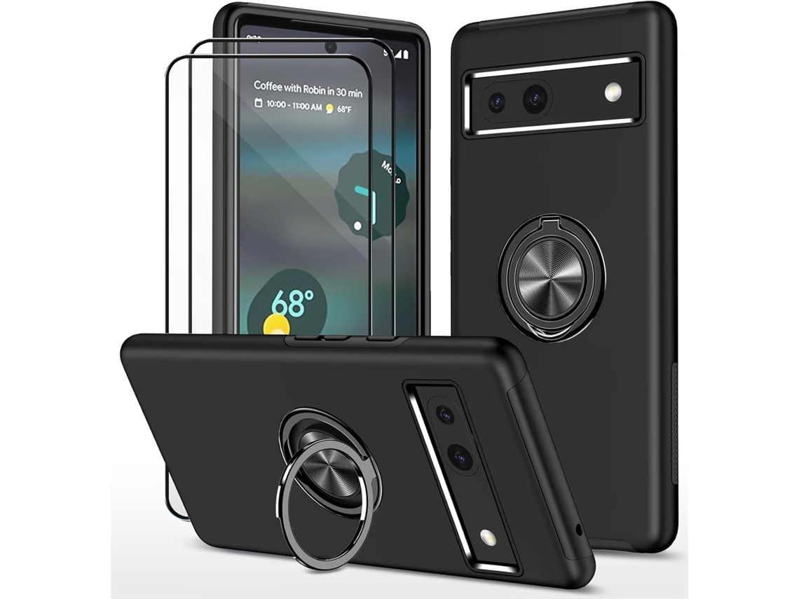 Capa Vidros Temperados Metálico Rotativo Para Google Google Pixel 7a Hongwe. Anti-choque Preto