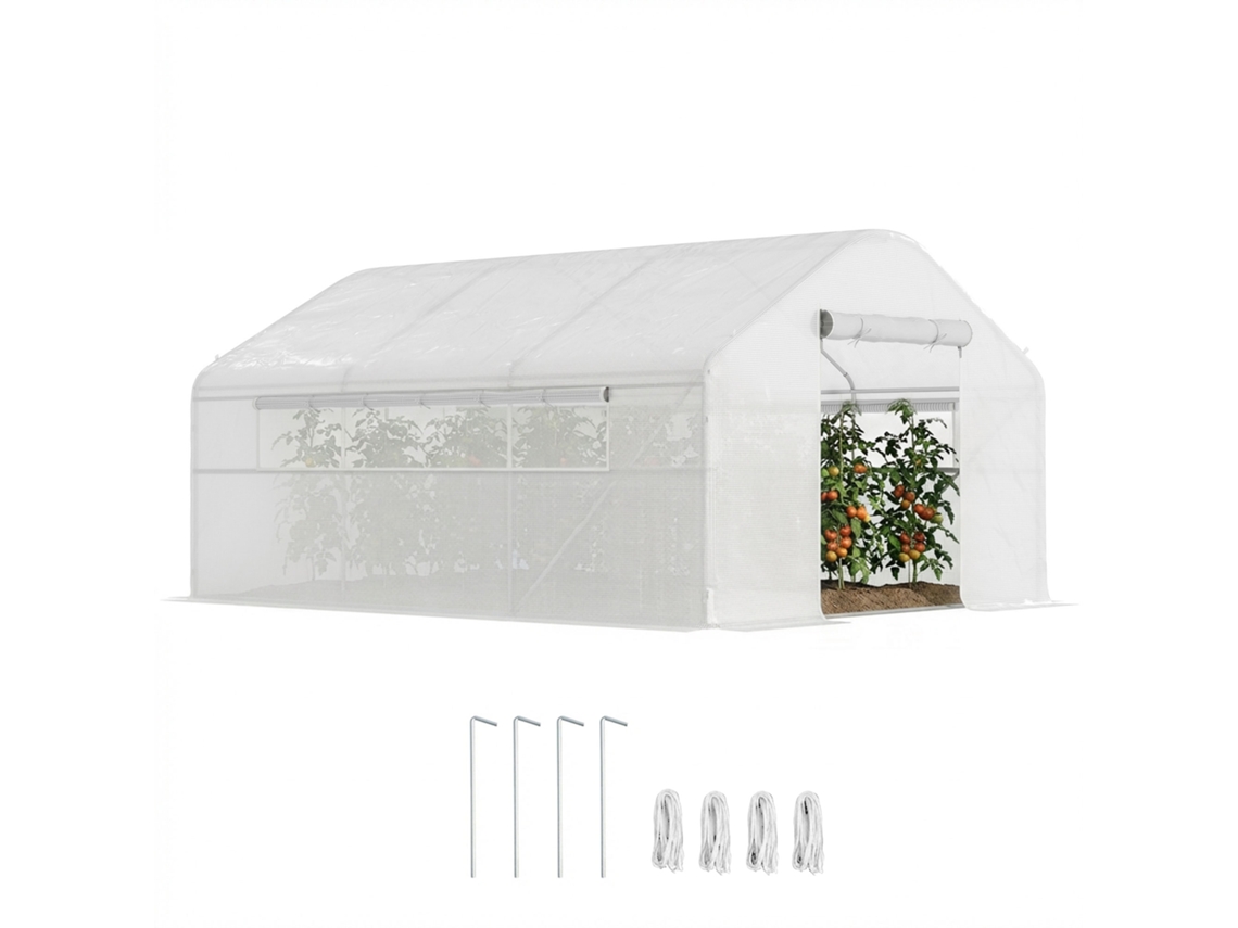Estufa Túnel BTFORUS 4x3x2m com 2 janelas, cobertura de PE anti UV, branca