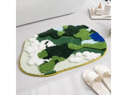 Tapete Felpudo Verde Musgo - Tapete Antiderrapante - Tapete Entrada - Absorvente - 80x50 Cm - Poliéster - Verde