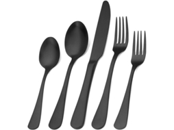 2026 set de Talheres de Aço Inoxidável com 5 Peças, Utensílios de Cozinha, Seguro para Lava louças, para Casa e Restaurante, Preto