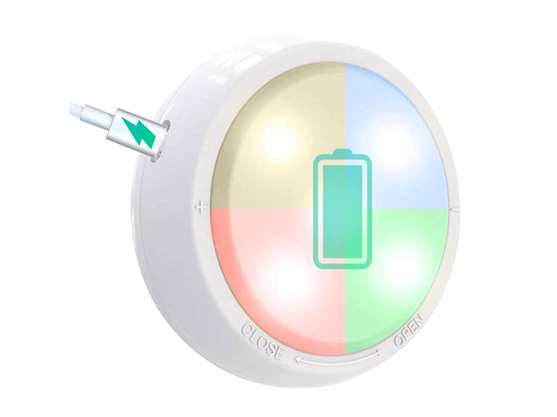 2026 1 Unidade Luz Led Rgbw 11leds Sob o Armário Recarregável com Usb, Ajustável, Bateria 400mah, para Cozinha, Armário, Parede