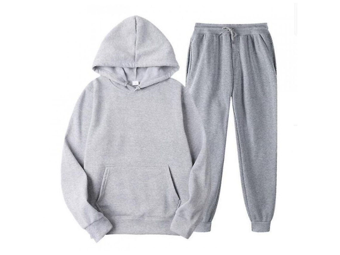 2026 conjunto de Sudadera Con Capucha de Manga Larga para Hombre Casual de Color Sólido Yft M Cinza