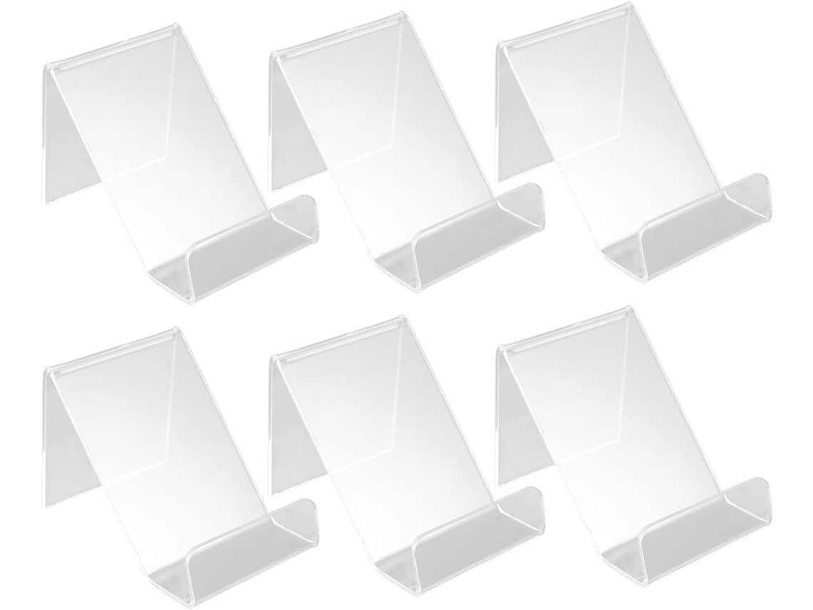 Suporte Para Celular Em Acrílico Branco Transparente, Prático E Resistente, Pacote Com 10 Unidades.