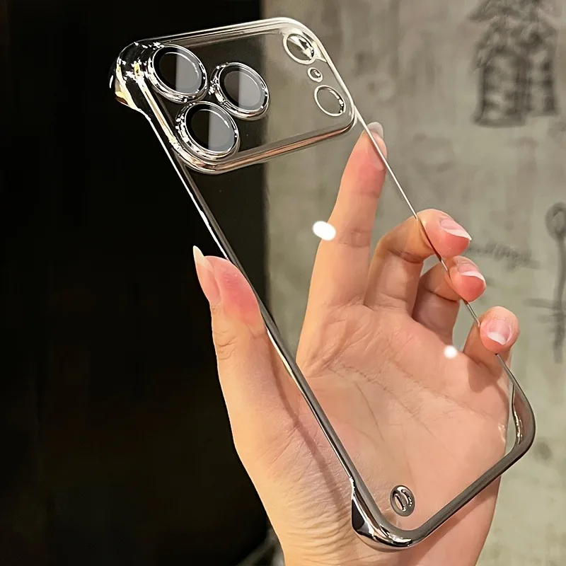 Capa Para Iphone 15 Pro (prateada) Sem Moldura, Com Revestimento Eletroplástico. Capa Protetora Transparente Ultrafina E Resistente A Impactos.