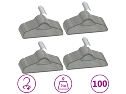 Vidaxl 100 Pcs Conjunto De Cabides Antiderrapantes Veludo Cinzento