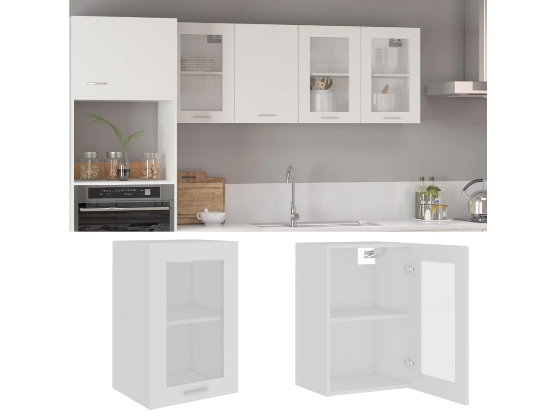 Vidaxl Armário De Parede C/ Vidro “lyon” 40x31x60 Cm Branco