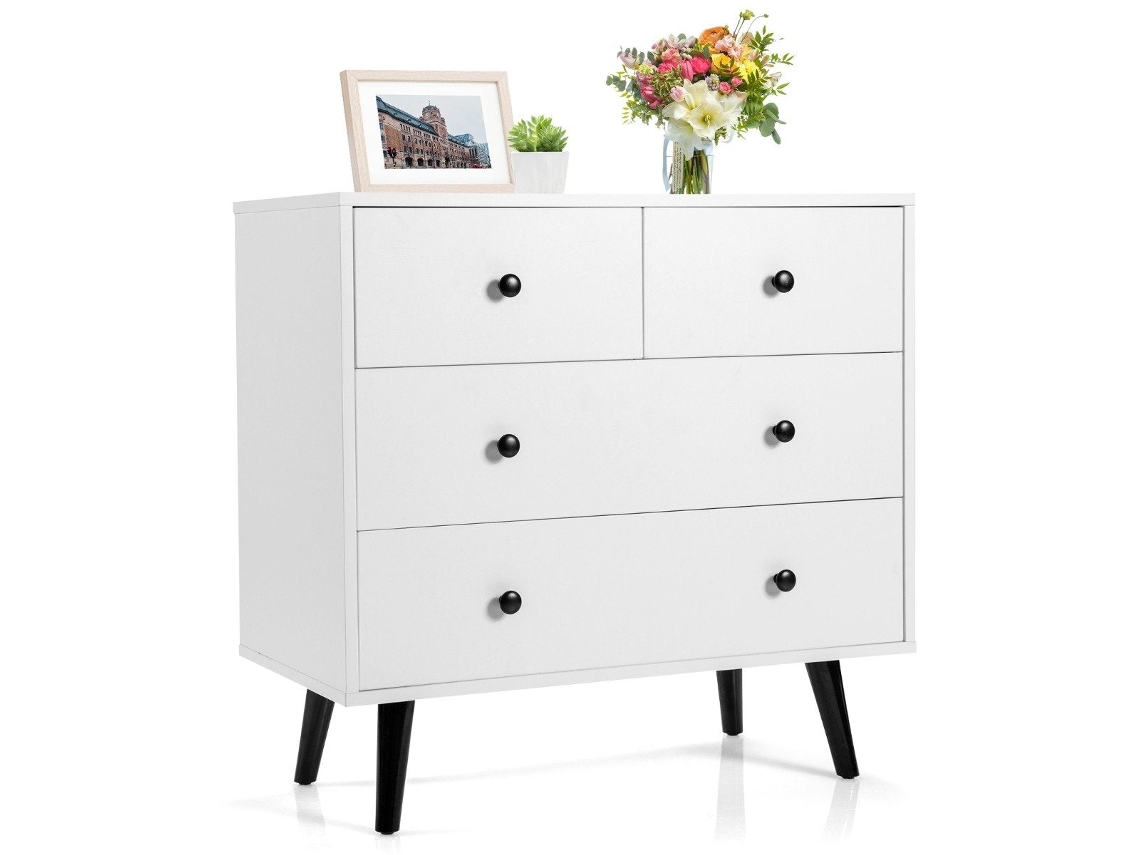 Cômoda com 4 Gavetas, Aparador Moderno de Madeira, Branco NORTHIX