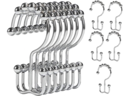 Ganchos De Metal Para Chuveiro, 12 Unidades, Suportes Duplos Cortina.