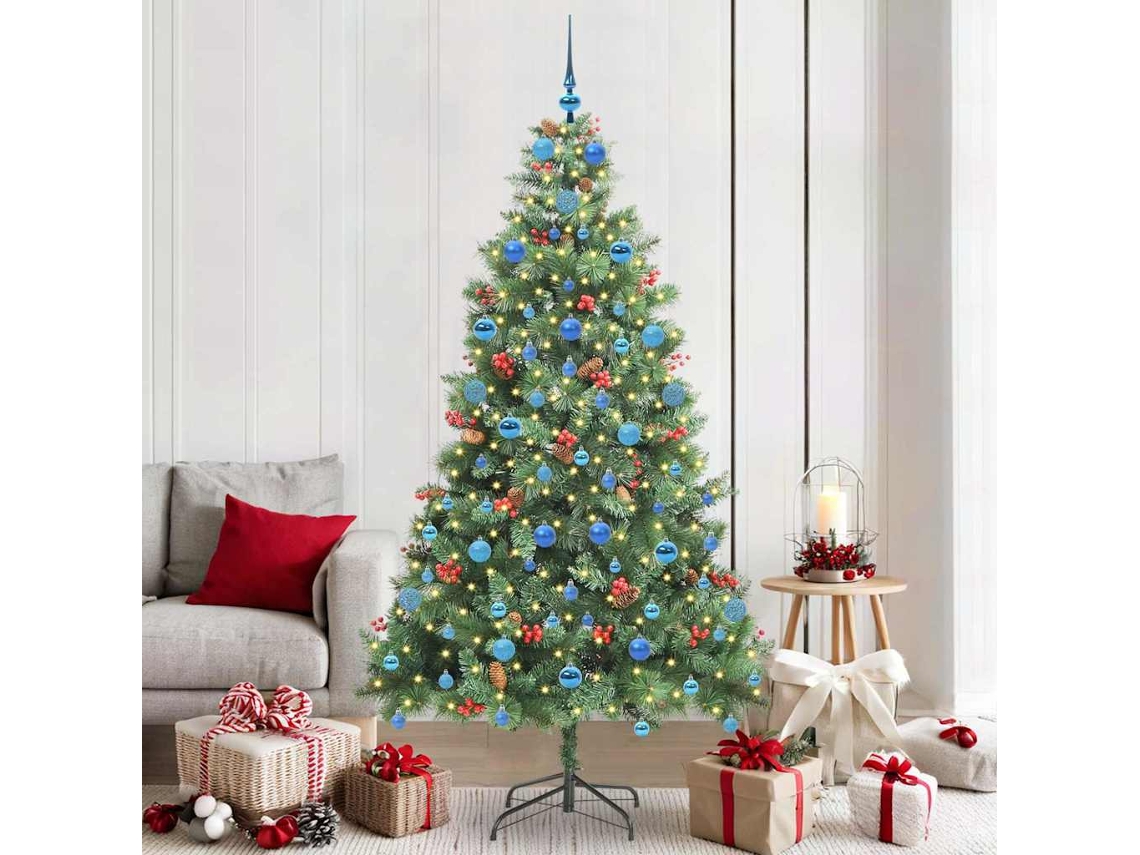 Vidaxl Árvore De Natal Artificial 300 Led Branco Quente Pvc E Metal