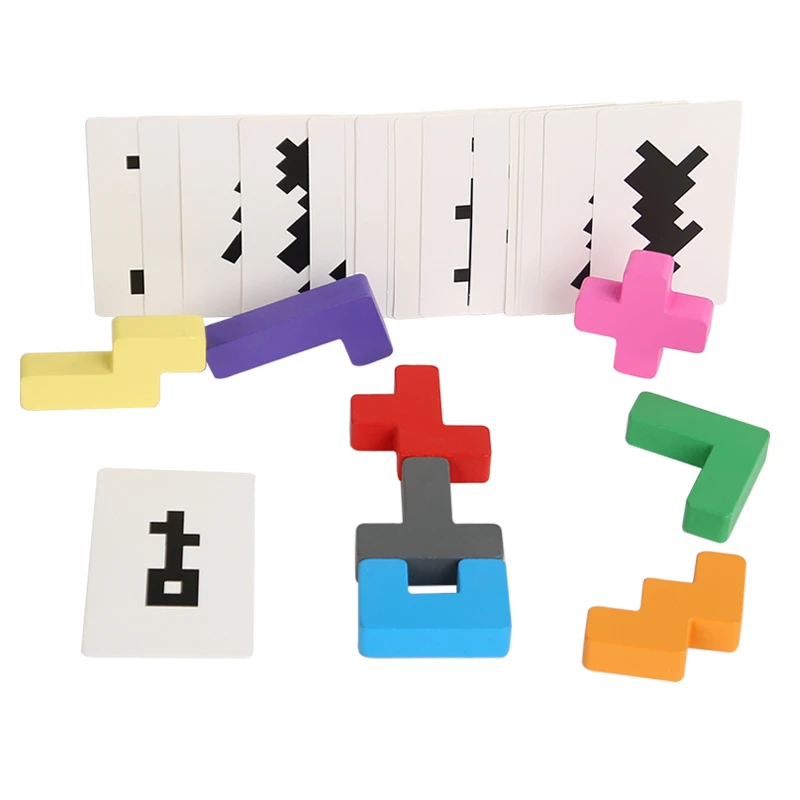 Blocos De Construção Coloridos Com Cartões, Brinquedos De Classificação De Formas Geométricas Para Educação Infantil.
