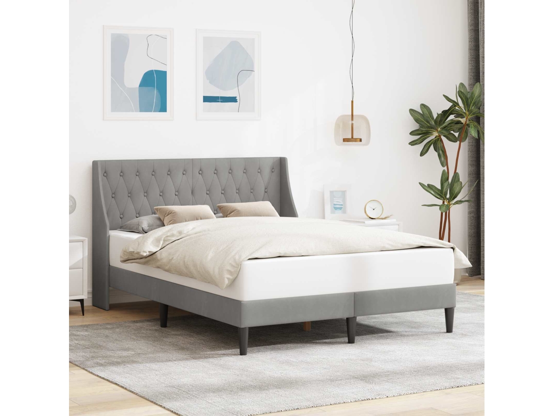 Vidaxl Estrutura da Cama Cinzento claro 140 X 200 Cm Veludo