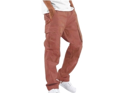 2026-calças Masculinas Casuais Simples Com Múltiplos Bolsos Outdoor Esportivas De Tamanho Regular Pyl Xl Rojo