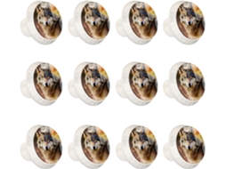Puxadores Redondos Para Armários De Cozinha, Puxadores Para Gavetas De Cômoda, 12 Peças, Retrato De Lobo, Puxadores Para