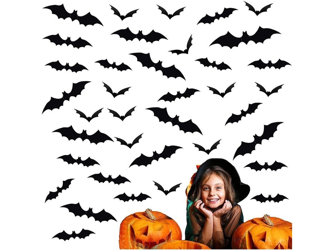 Adesivos de Morcego 3D para Halloween, 72 Peças Nova Line