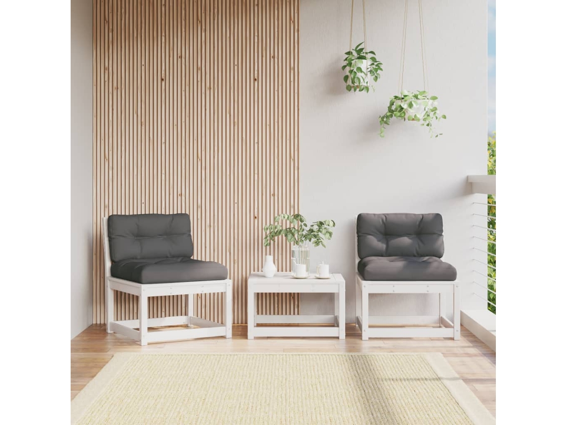 Vidaxl Sofás De Jardim C/ Almofadões 2 Pcs Pinho Maciço Branco