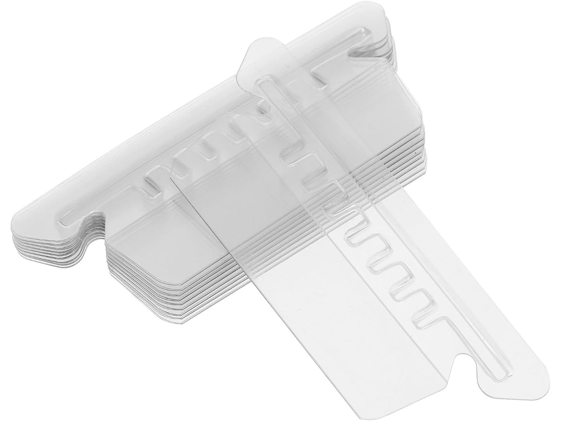 Etiquetas adesivas transparentes de PVC da Healeved para massas suspensas, pequenas etiquetas removíveis para arquivos eletrônicos.