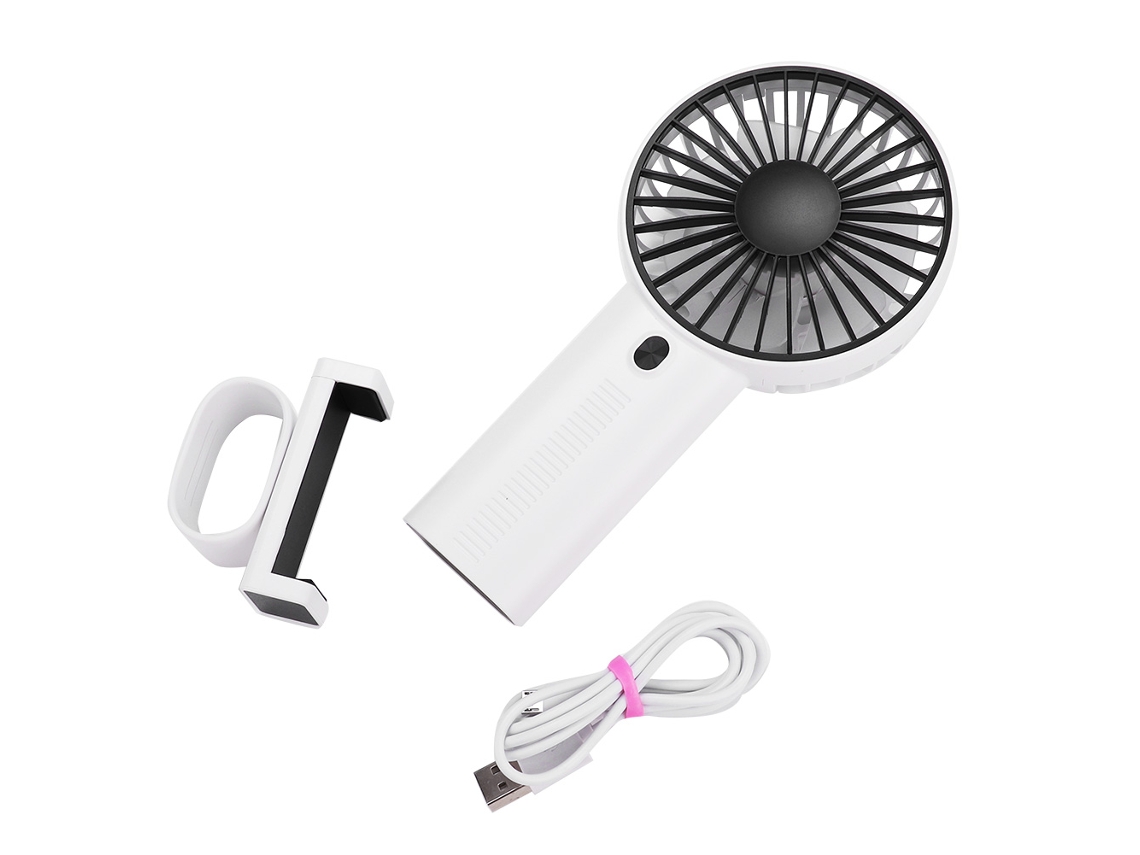 Ventilador Mini Portátil Usb Recarregável com Suporte Telefone Branco