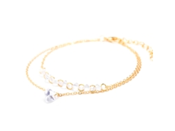 Bracelete De Cobre Duas Camadas Com Decoração De Zircão