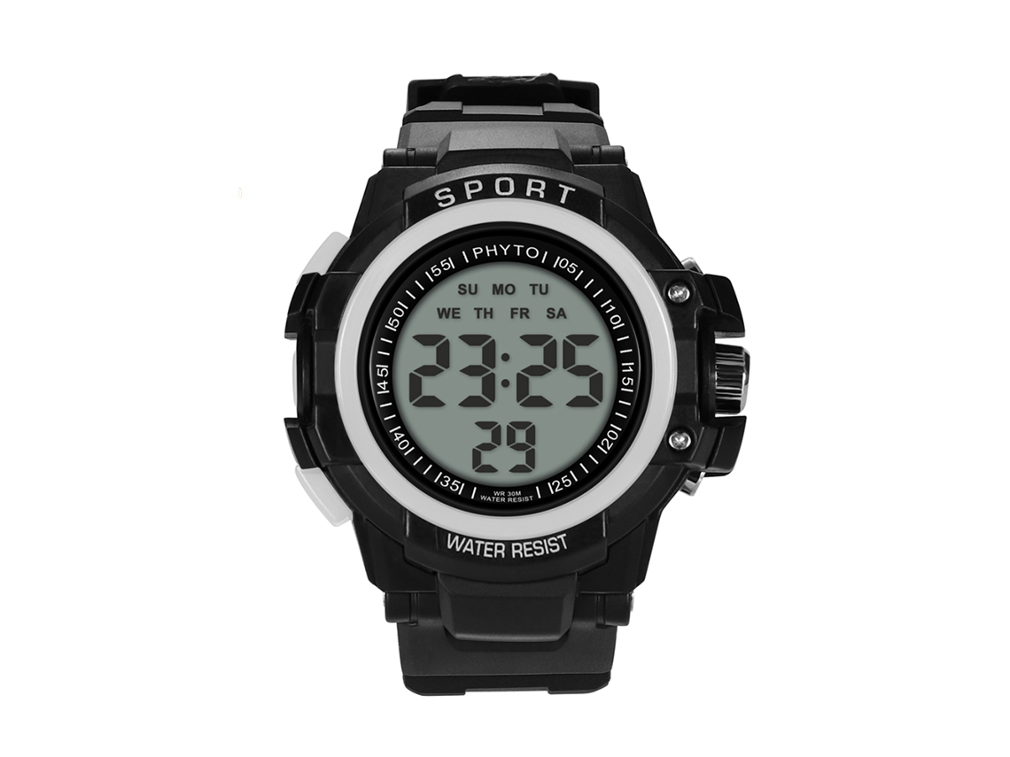 Relógio esportivo eletrônico masculino com pulseira de cristal (branco)