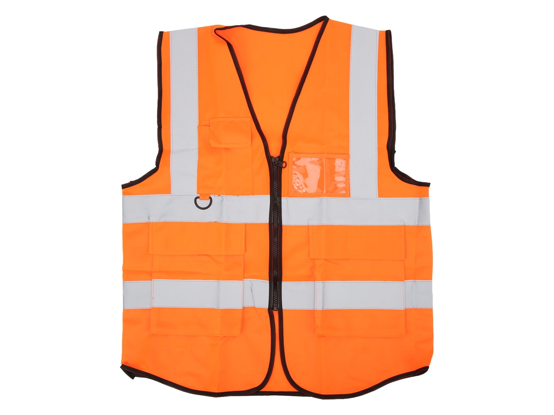 Chaleco Reflexivo De Segurança Com Múltiplos Bolsos Impermeável Alta Visibilidade Cremallera Frontal Laranja Guardian