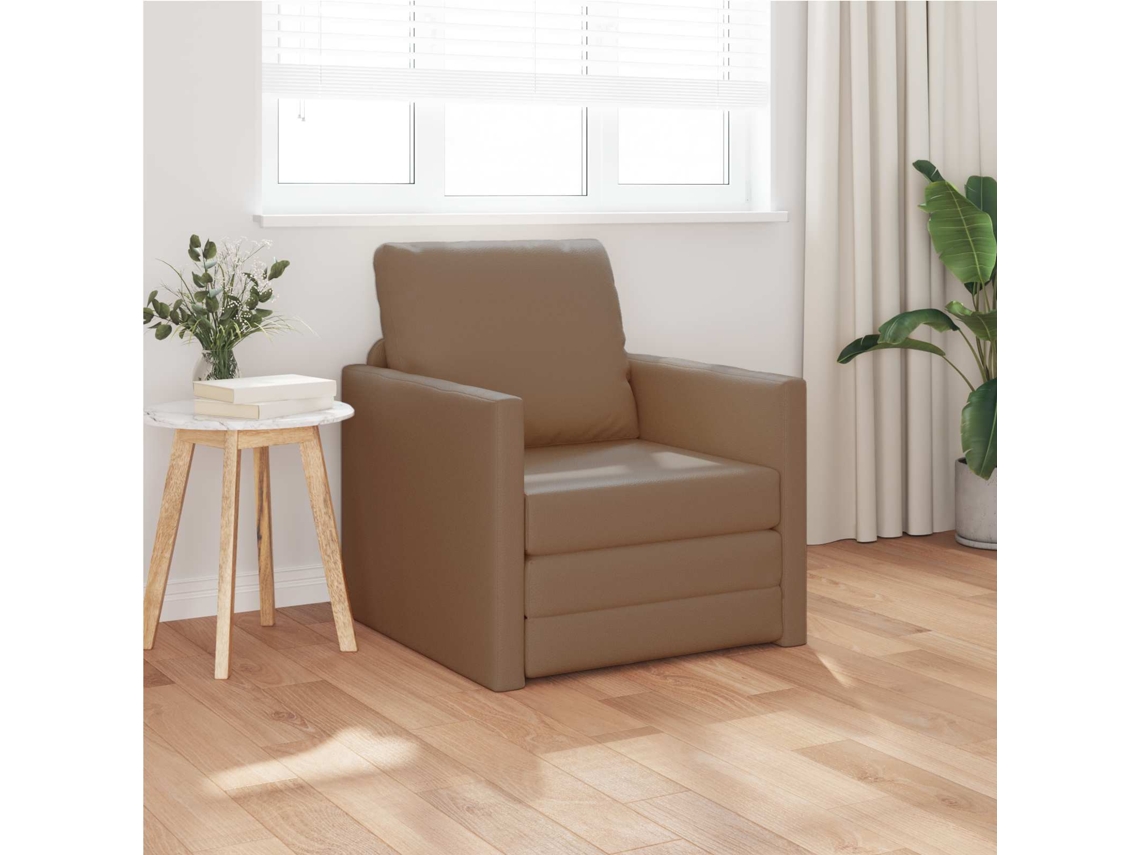 Vidaxl Sofá-cama 60cm Cappuccino Couro Artificial