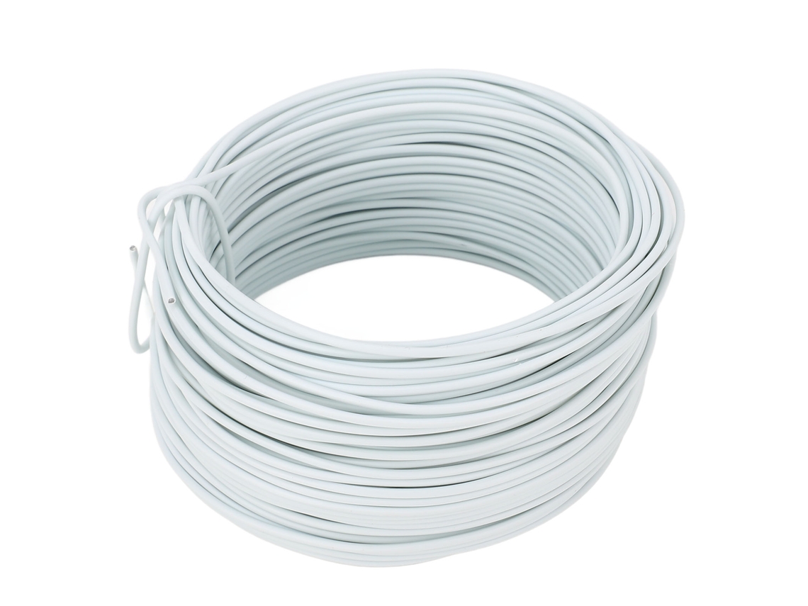 Fio de aço galvanizado de 1,2 mm, 28 m, redondo, cortável, flexível, para telecomunicações, branco.