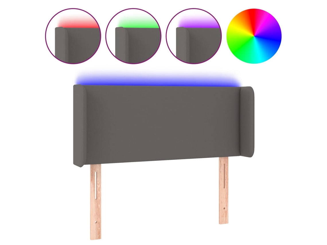 Cabeceira de Cama com Led 83x16x78/88cm Couro Artificial Cinzento MAISON EXCLUSIVE
