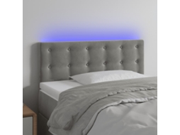 Vidaxl Cabeceira De Cama C/ Luzes Led Veludo 80x5x78/88 Cm Cinza-claro