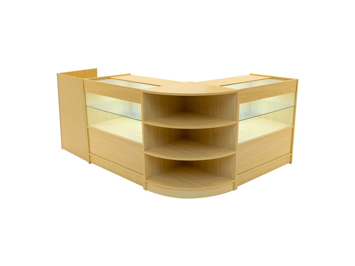Conjunto De Balces Comerciais Eclipse | Cor Maple | Lm60 2xc900 Tb60 | Mdf E Vidro Temperado | Prateleiras E Monstershop