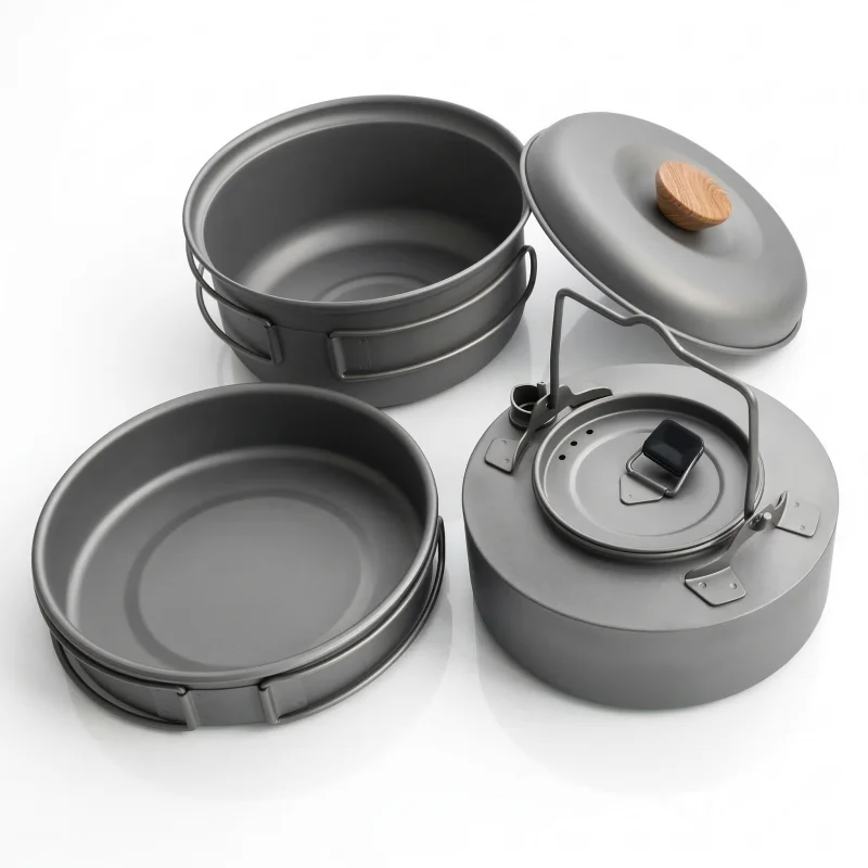 Pure Titanium Camping Cookware 3pcs Conjunto Leve Ao Ar Livre Panelas Frigideiras E Chaleiras Para Caminhadas