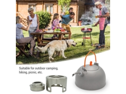 Chaleira De Água Quente 0.5l Com Bica De Café E Fogão De Álcool Inox Para Camping Outdoor