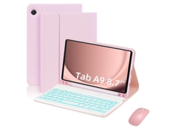 Conjunto ZYBLSSBB, capa flip, teclado retroiluminado e rato Bluetooth, compatível com Samsung Tab A9 8.7