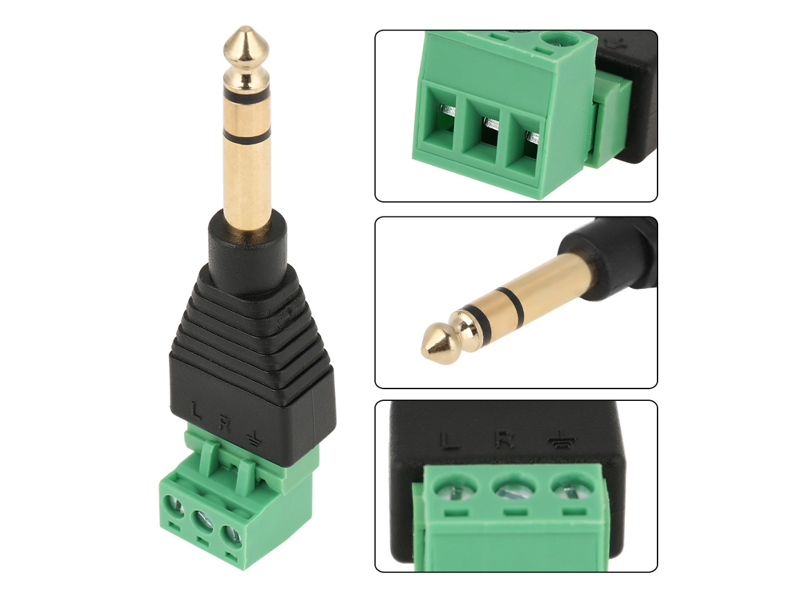 Conector Adaptador De Áudio Estéreo Verde 6.35mm