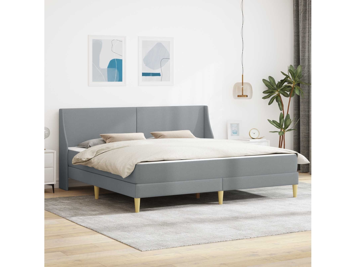 Vidaxl Estrutura De Cama Com Colchão Cinzento-claro 200 X 200 Cm