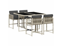 Conjunto de 5 Jantar para Jardim com Almofadões Cinzento Claro MAISON EXCLUSIVE