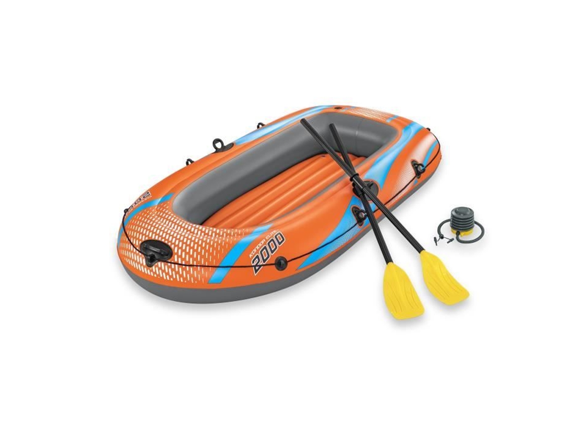 Canoa - Bestway - Conjunto De Balsa Kondor Elite™ 2000 - 196 X 106 Cm - 1 Adulto + 1 Criança - 120kg Máx. - Bomba De Pé - 2 Remos