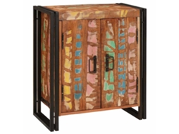 Conjunto 1 Armário De Cabeceira Vidaxl Multicolorido Madeira Recuperada Maciça (66 X 35 X 76 Cm)
