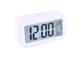 Relógio despertador digital LED com luz de fundo automática, temporizador, calendário e temperatura para carro e mesa de escritório S/MARCA