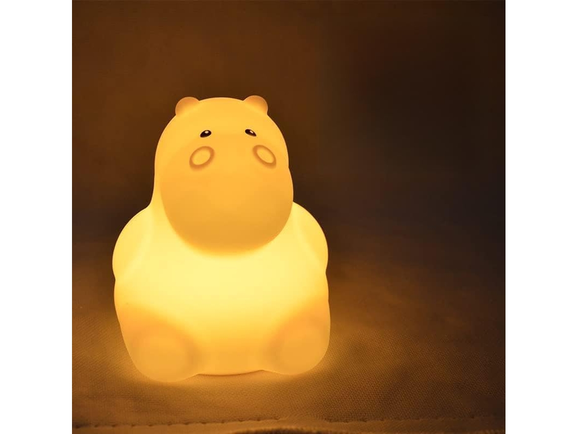 Luminária Noturna Criativa Em Silicone Formato De Hipopótamo,